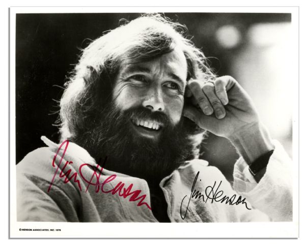 Jim Henson Photo Signed in Red Marker -- 7'' x 5.5'' -- Near Fine