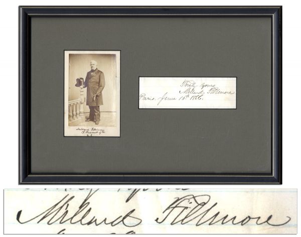 Millard Fillmore's Signature Framed With CDV Photo