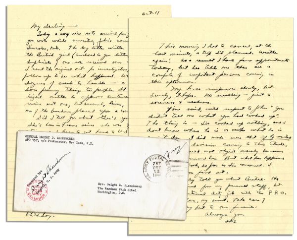 Dwight D. Eisenhower WWII Letter to His Wife -- ''...a war zone does funny things to people. It is no light matter to approve sentences that ruin not one, but several lives...''