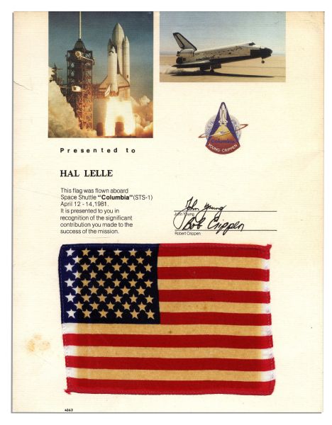 Space-Flown U.S. Flag From The Columbia STS-1 Mission
