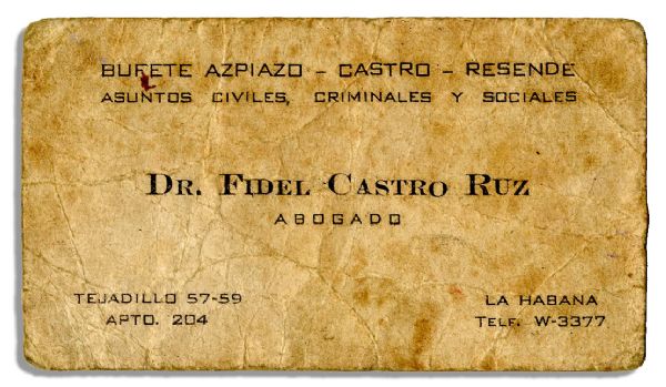 Fidel Castro's Business Card as a Havana Lawyer