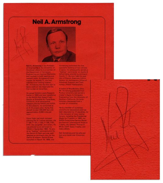 Neil Armstrong Signed Promotional Flyer