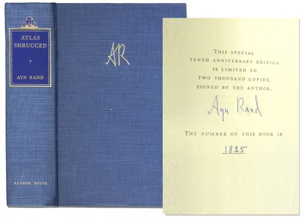 Ayn Rand Signed Limited Edition of ''Atlas Shrugged'' -- The Epic Novel That Gave Birth to Objectivism