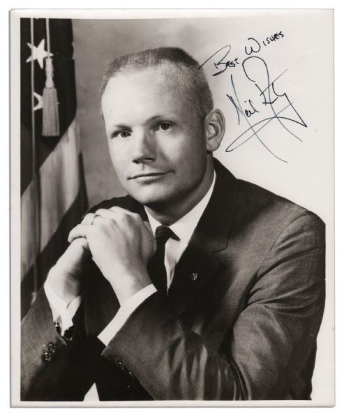 Neil Armstrong Signed 8'' x 10'' Glossy Photo -- With Excellent, Large Signature