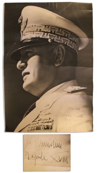 Benito Mussolini Signed 24'' x 17'' Oversized Photo