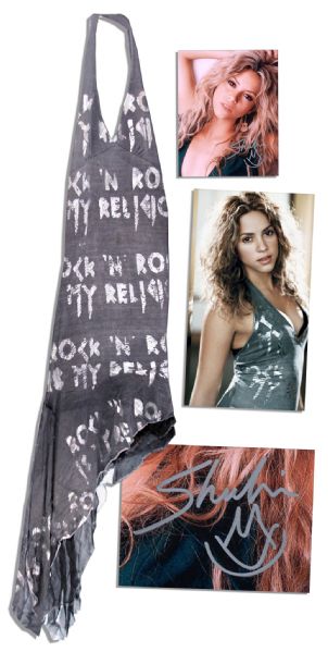 Pop Icon Shakira Worn Dress & Signed Photo -- Also With a Signed COA by the Pop Star