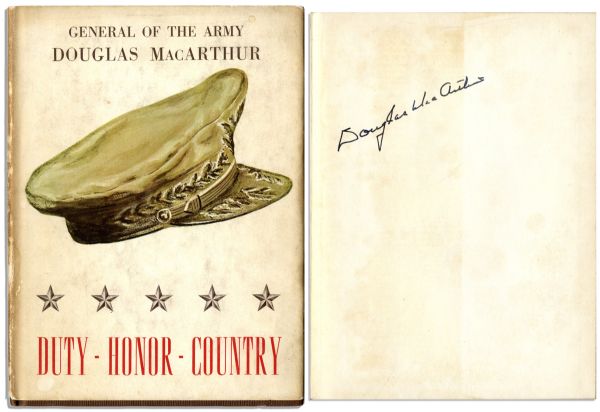 WWII General Douglas MacArthur Signed First Edition of ''Duty-Honor-Country''