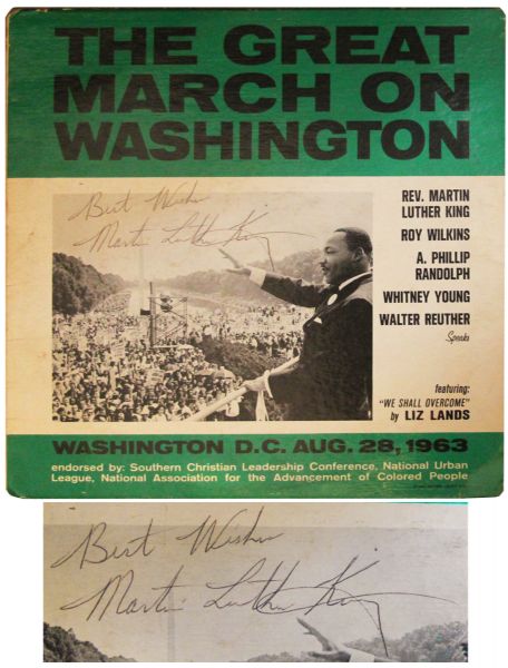 Martin Luther King Signed Record Album of ''The Great March on Washington'' -- With PSA/DNA COA