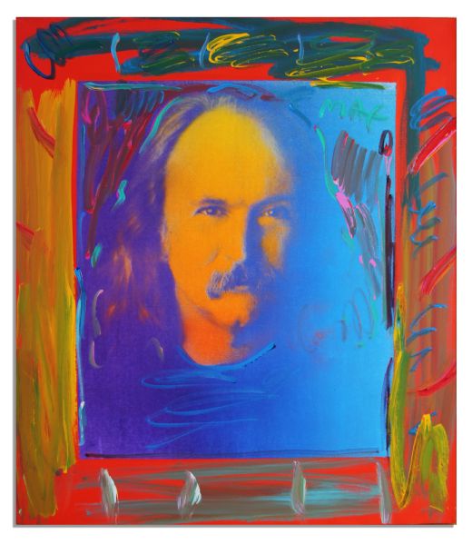 David Crosby Original 28'' x 32'' Portrait Painting by Peter Max -- From David Crosby's Personal Collection