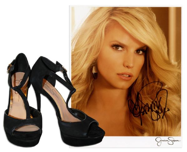 Jessica Simpson Worn High Heels -- D'orsay Style From Her Own Brand Name Shoe Line -- With Signed Photo by Simpson