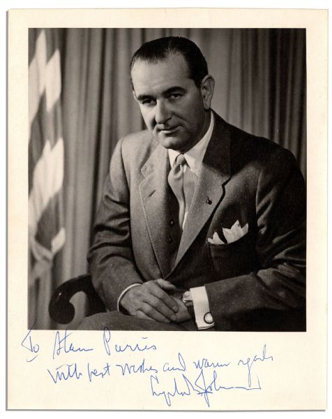 Lyndon B. Johnson Signed 8'' x 10'' Photo -- With His Autograph Inscription