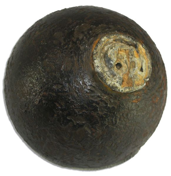 Civil War Cannonball Found on the Battlefield -- 12-Pound Shrapnel Shell With a ''Bormann Time Fuze''