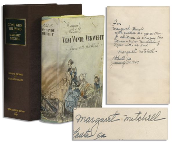 Margaret Mitchell Signed Copy of ''Gone With The Wind'' -- One of Her Last Signatures & Autograph Inscriptions -- Dated Just Months Before Her Death