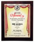 Captain Kangaroo Billboard Award -- Bestowed Upon Bob Keeshan as Best Performer During His Shows Very First Year -- 1955-56