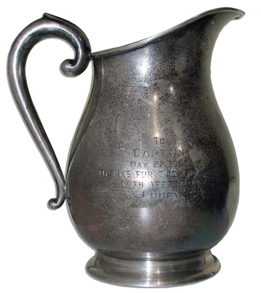 Silver Pitcher Gifted to Captain Kangaroo, Bob Keeshan -- From Mr. Green Jeans, Hugh ''Lumpy'' Brannaum, in 1962