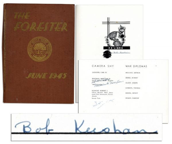 Captain Kangaroo Bob Keeshans Own High School Yearbook From His Senior Year in 1945 -- Voted Class Actor -- Signed by Keeshan Himself to Identify Book as His