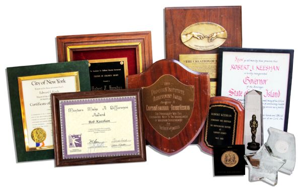 Captain Kangaroo Lot of 10 Awards -- Poignant Honors Include a Plaque Naming Bob Keeshan ''The Personality Who Has Contributed Most to The Advancement of Wholesome Entertainment''