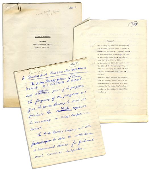 Pitch For Bob Keeshan's Captain Kangaroo Predecessor, The ''Tinker's Workshop'' Show -- Typed & Handwritten Documents From 1954