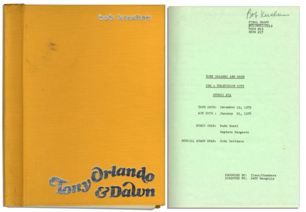 Bob Keeshan's Script for the Tony Orlando & Dawn TV Show -- 1976 Episode Guest Stars Captain Kangaroo & Ruth Buzzi