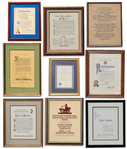 Collection of Bob Keeshan Framed Awards -- Lot of 9