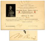 Amazing Marie Curie Signed Radiology Training Certificate