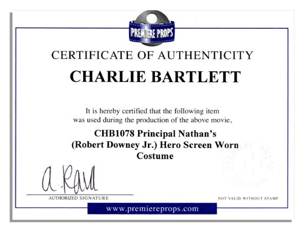 Robert Downey, Jr. Screen-Worn Costume From the 2007 Film ''Charlie Bartlett''