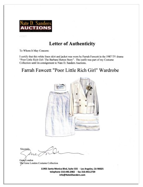 Farrah Fawcett Screen-Worn Wardrobe From 1987 TV Drama ''Poor Little Rich Girl: The Barbara Hutton Story''