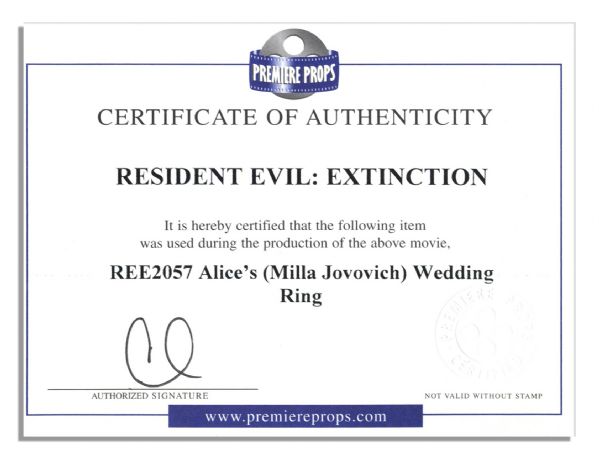 Milla Jovovich Wedding Band From Hit Franchise ''Resident Evil: Extinction'' 