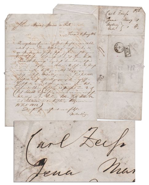 Carl Zeiss 1856 Autograph Letter Signed -- Signed During the Time of His ''Carl Zeiss AG'' Lens Invention