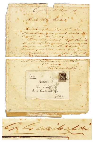 Giuseppe Garibaldi 1876 Autograph Letter Signed -- Written to Anti-Catholic French Journalist, Leo Taxil