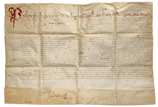 Philip IV of Spain Signed Vellum Document From 1629 -- Measures 27'' x 18.5''