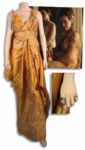 Custom Orange Silk Gown & Rings Worn Onscreen in Spartacus by Mia Pistoria