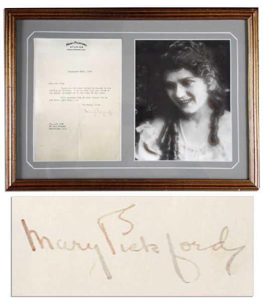 Mary Pickford Typed Letter Signed From 1933 -- Typed Upon Her Mary Pickford Studios Stationery