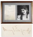 Mary Pickford Typed Letter Signed From 1933 -- Typed Upon Her Mary Pickford Studios Stationery