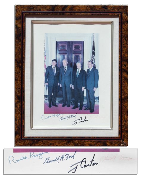 Four Presidents Signed Photo -- Reagan, Ford, Carter & Nixon
