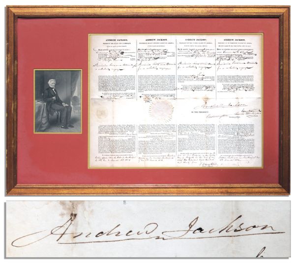 Andrew Jackson Presidential Document Signed From 1834 -- Rare Four-Language Ship's Papers