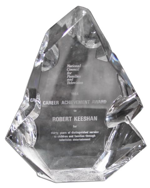 Baccarat Crystal Award Presented to Captain Kangaroo in 1984 by The ''National Council for Families and Television''