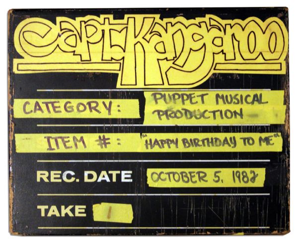 Captain Kangaroo TV Show Slate for 1982 Puppet Musical Number ''Happy Birthday To Me''