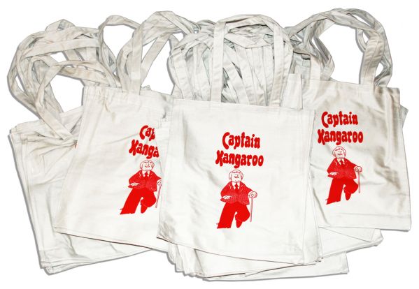 Captain Kangaroo Promotional Tote Bags -- Lot of 50 Canvas Bags in Fine Condition