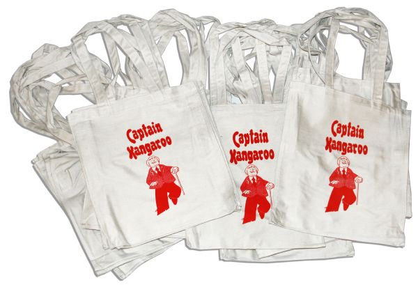 Captain Kangaroo Promotional Tote Bags -- Lot of 50 Canvas Bags in Fine Condition