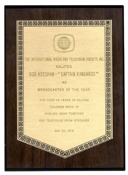 Captain Kangaroo 1979 Broadcaster of the Year Plaque