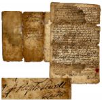 Salem Witch Trials Participant, Stephen Sewall 1705 Document Signed -- Clerk for the Infamous Court That Conducted the Trials