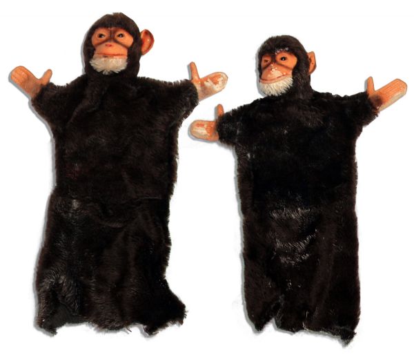 Pair of Monkey Puppets From Captain Kangaroo -- Made by Steiff