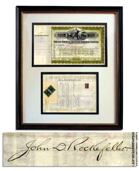 Chicago Railroad Company Stock Certificate Signed by America's First Billionaire, John D. Rockefeller