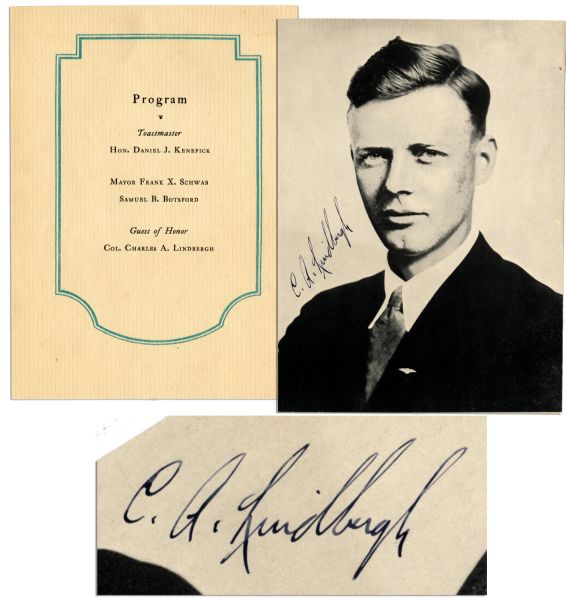 Charles Lindbergh Signed Portrait -- Circa Late 1920's 