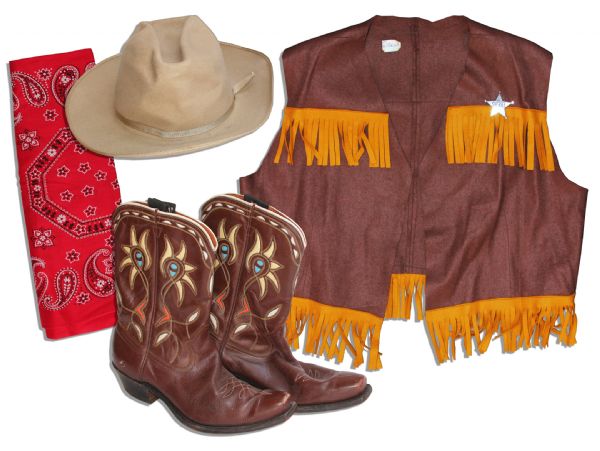 Captain Kangaroo Screen-Worn Old West Sheriff Costume -- With Hat, Vest, Bandana & Leather Cowboy Boots