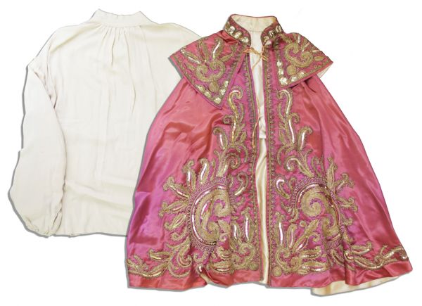 Gorgeous Plum Cape Embroidered With Elaborate Ornamentation -- With Cream Silk Blouse, All Screen-Worn on Captain Kangaroo