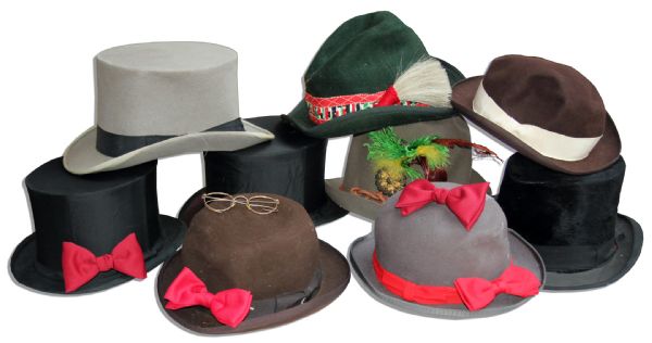 Costume Men's Hats Screen-Worn on Captain Kangaroo -- Top Hats, Fedoras & Bowlers
