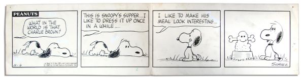 Charles Schulz Hand-Drawn ''Peanuts'' Strip From 1965 -- Starring Snoopy