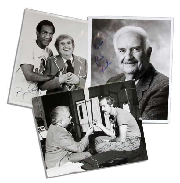 Captain Kangaroo Lot of 3 Photos Signed by by Bill Cosby, Mike Farrell & Bob Keeshan, From Keeshan's Personal Collection